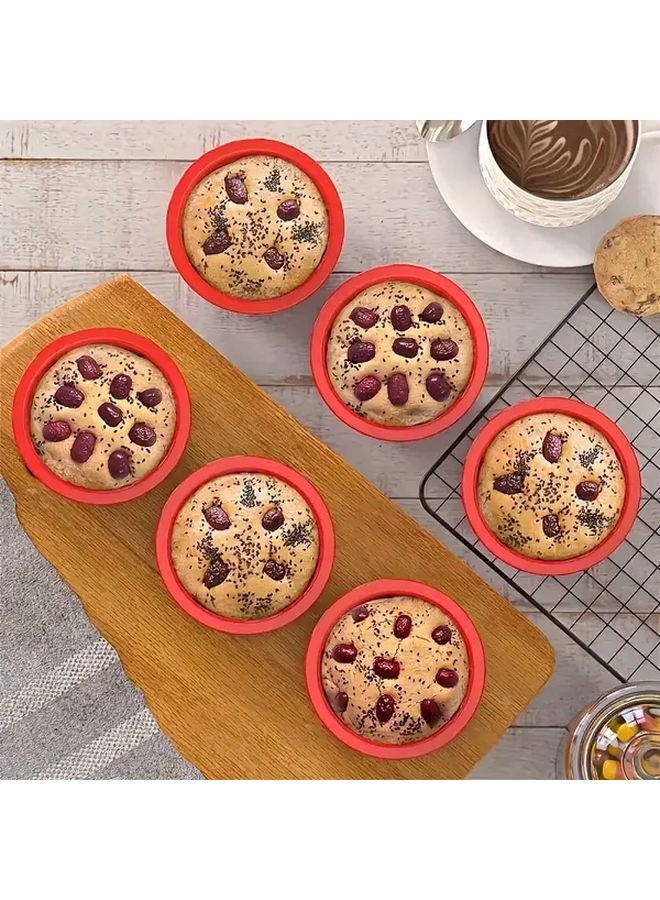 Red Silicone Baking Molds Set Of 8 4 Inch Non Stick Reusable Cake Dessert Pans - Image 4